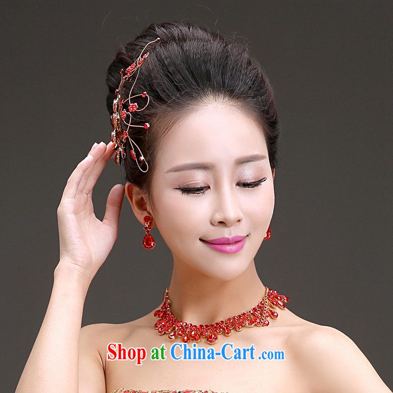 (Quakers, bride wedding dresses dresses with Korean brides Phoenix water drill jewelry necklace earrings 3 piece bridal red jewelry 3 piece set, and friends (LANYI), shopping on the Internet