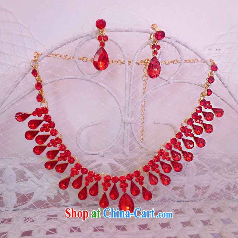 (Quakers, bride wedding dresses dresses with Korean brides Phoenix water drill jewelry necklace earrings 3 piece bridal red jewelry 3 piece set, and friends (LANYI), shopping on the Internet