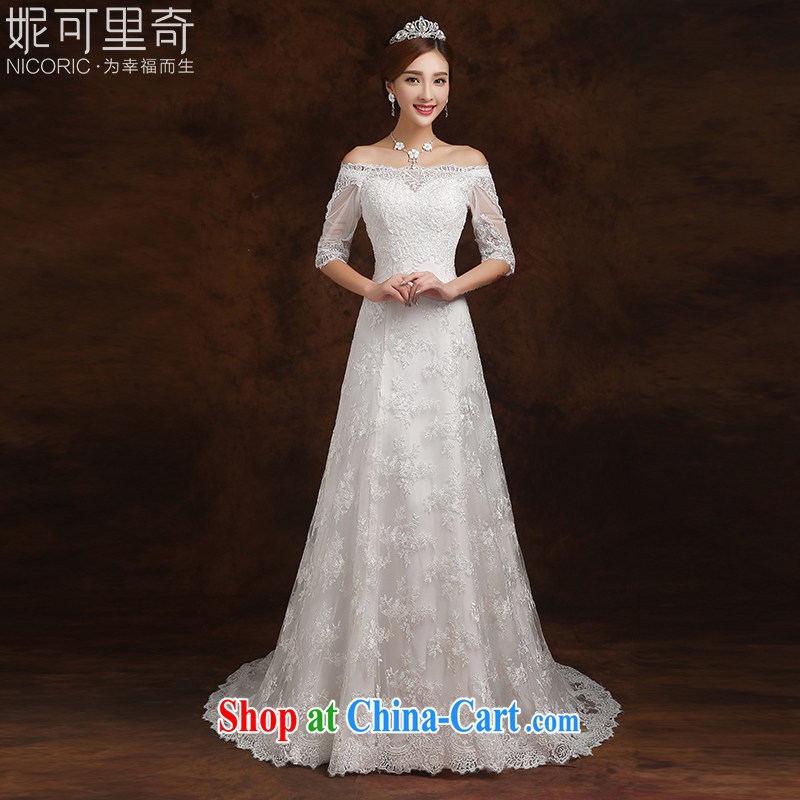 2015 promotional wedding dresses the Field shoulder crowsfoot cultivating small tail marriages A before summer stylish white XL _3 - 5 Day Shipping_