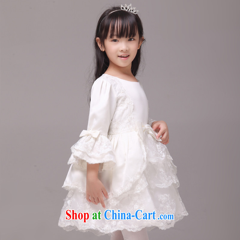 long-sleeved MSLover Palace horn cuff shaggy Princess dress children dance clothing birthday dress flower service HTZ 1230901 white 10 yards (3 - 7 Day Shipping), name, Elizabeth (MSLOVER), online shopping