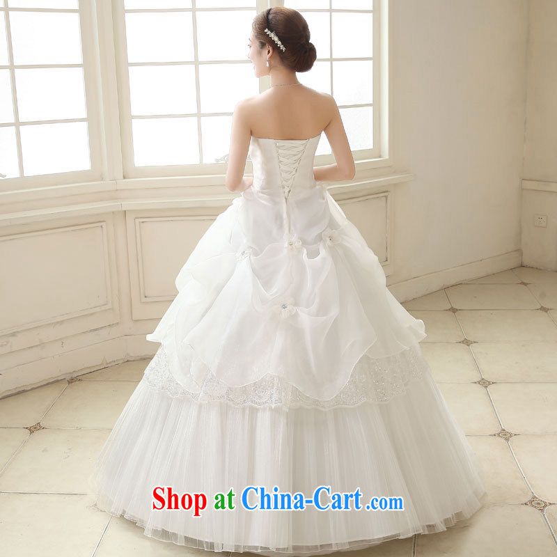 Marriage true love wedding dresses 2015 new Korean bridal wedding lace Princess with bare chest large, white wedding winter white + 3 piece XL, married love, shopping on the Internet