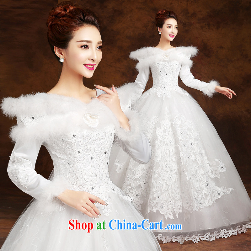 married love wedding dresses 2015 new marriages Korean-style binding with a shoulder long-sleeved warm with thick winter female white XXL, married love, shopping on the Internet