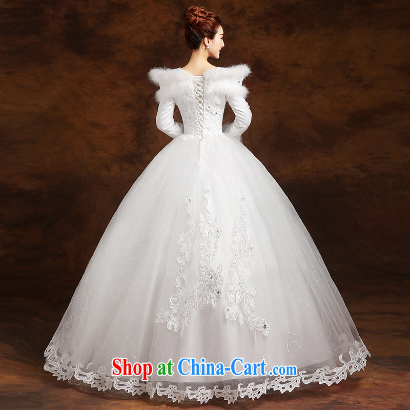 married love wedding dresses 2015 new marriages Korean-style binding with a shoulder long-sleeved warm with thick winter female white XXL, married love, shopping on the Internet