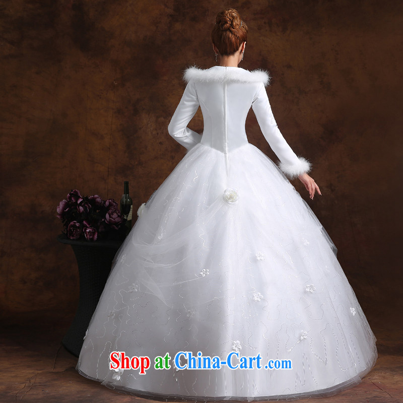 married love wedding dresses 2015 new marriages Korean-style double-shoulder long-sleeved with shaggy dress the code graphics thin winter female white XXL, married love, shopping on the Internet