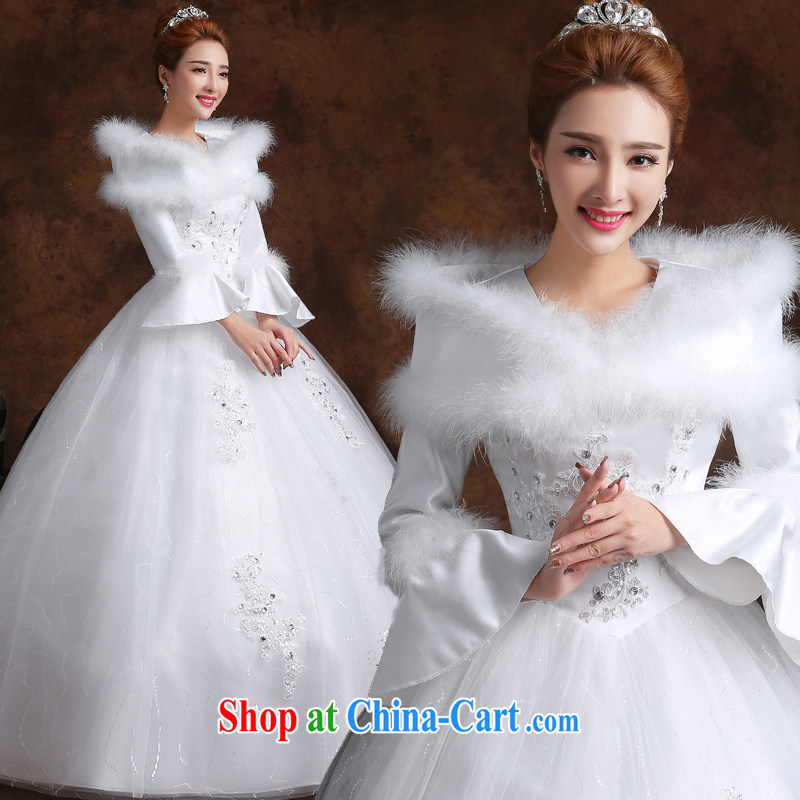 Marriage true love wedding dresses 2015 new Korean-style fashion the Field shoulder long-sleeved With marriages graphics thin large code winter female white L, married love, and on-line shopping