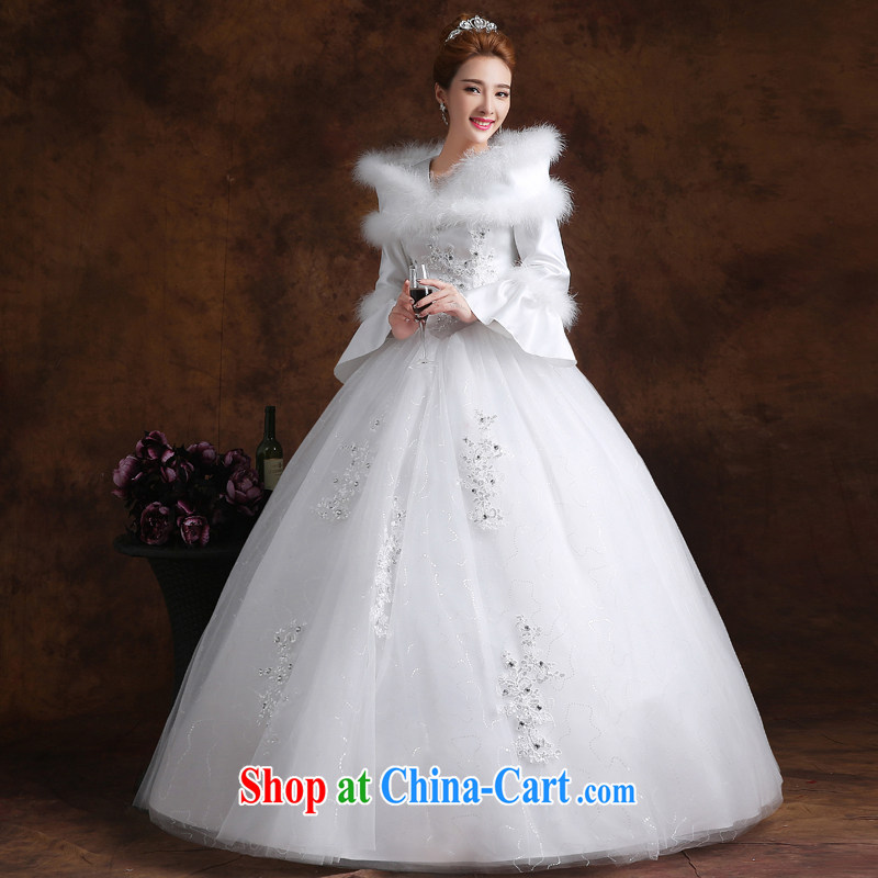 Marriage true love wedding dresses 2015 new Korean-style fashion the Field shoulder long-sleeved With marriages graphics thin large code winter female white L, married love, and on-line shopping