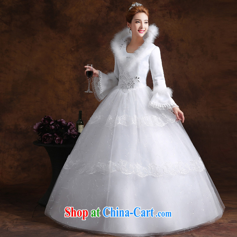 married love wedding dresses 2015 new winter long-sleeved shoulders marriages with shaggy skirts larger graphics thin autumn women white XXL, married love, shopping on the Internet