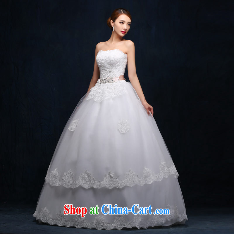 Love Mary Magdalene temporal chest wedding 2015 new Korean Princess alignment to bind with white wood drill bow tie lace European root yarn Princess skirt stays white XXL, love life, and shopping on the Internet