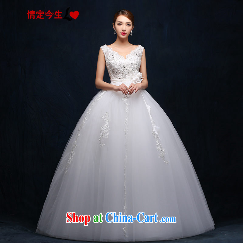 Love Life wedding a shoulder 2015 new lace tie-waist high pregnant women with white-belt-type European root yarn Princess skirt stays white XXL