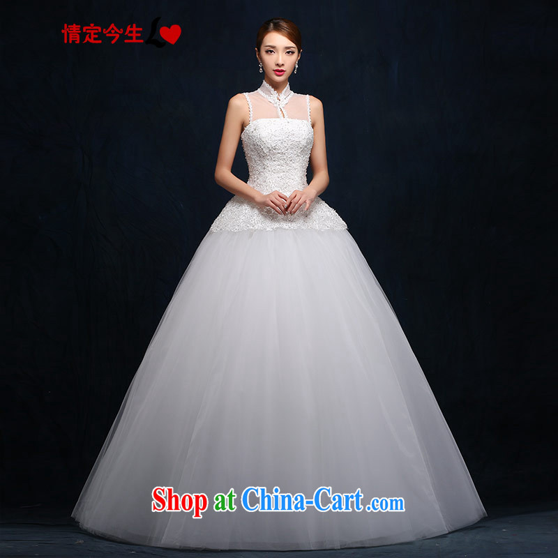 The Code love life wedding 2015 New Field shoulder with tie-cultivating graphics thin tailor-waist-wedding dress girls white XL