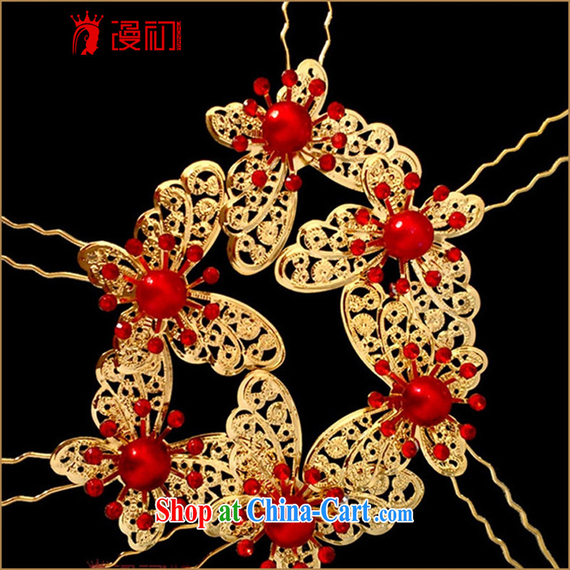 Early definition bridal Kanzashi sub-head-dress wedding jewelry bridal hair accessories red wedding dresses cheongsam butterfly the Kanzashi, the red, diffuse, and shopping on the Internet