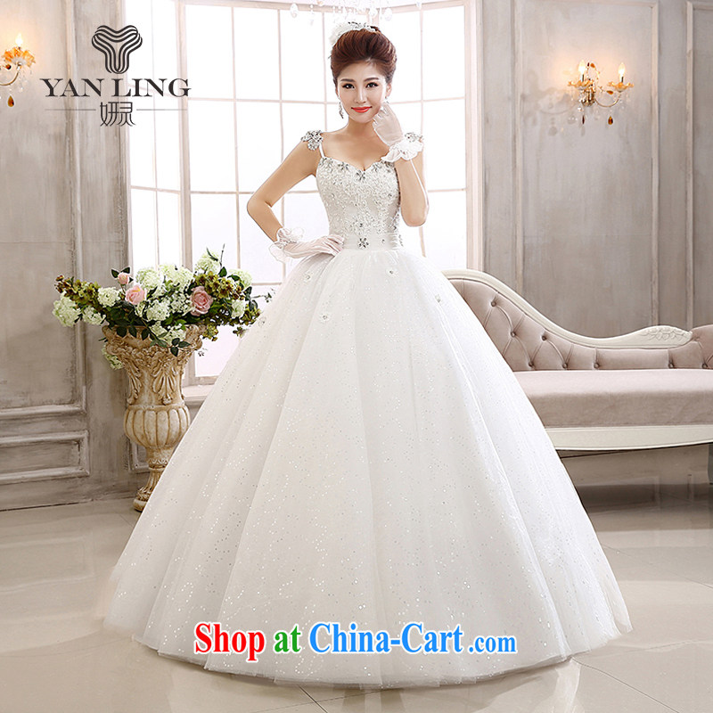 2015 new lace flash drill shoulder strap with skirts Princess bride wedding wedding dresses HS 592 white XL