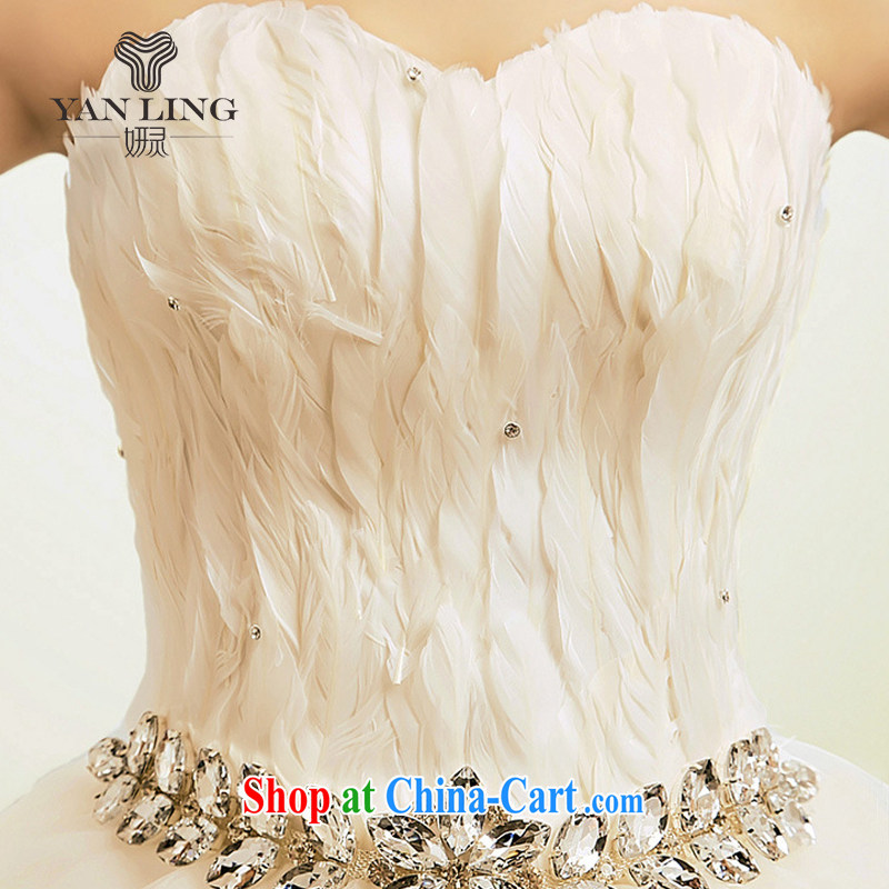 2015 new Korean Korean-style feather wiped his chest Princess bride wedding wedding dresses HS 164 white XXL, her spirit, and shopping on the Internet