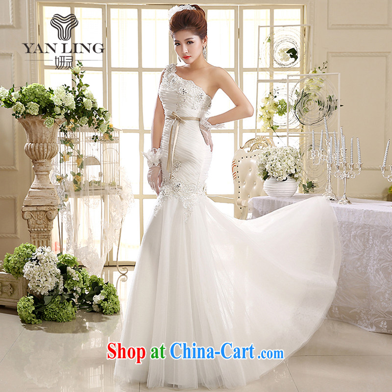 2015 wedding dresses new Korean Princess single shoulder strap wedding dresses crowsfoot wedding HS 582 white XXL, her spirit, and, on-line shopping