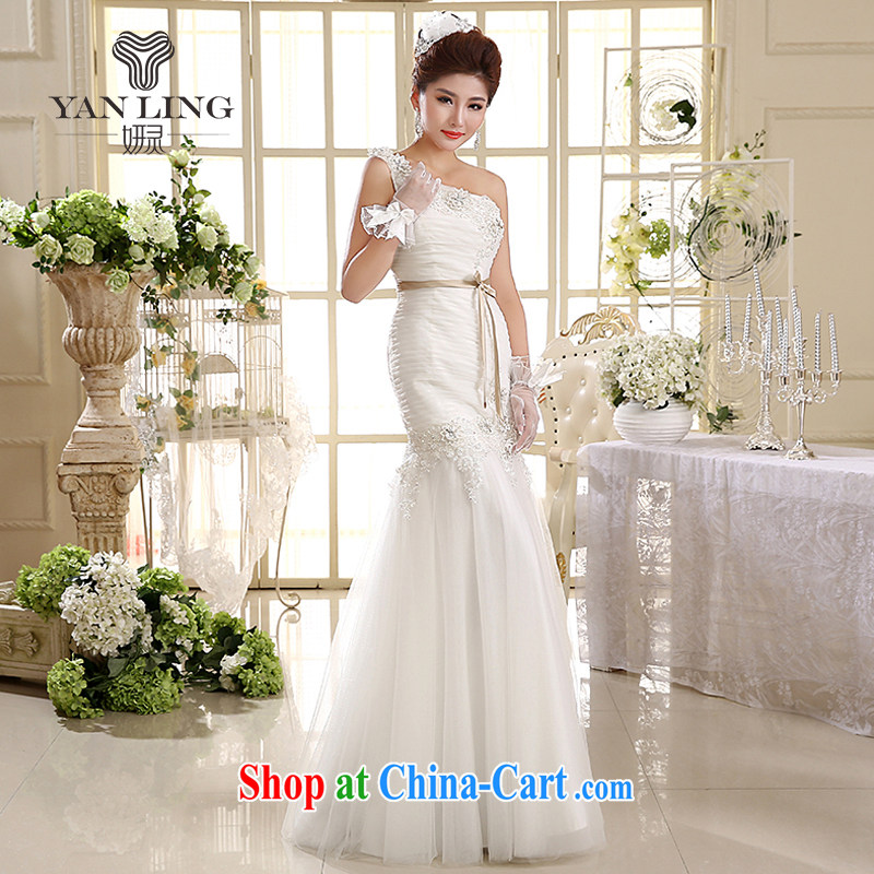 2015 wedding dresses new Korean Princess single shoulder strap wedding dresses crowsfoot wedding HS 582 white XXL, her spirit, and, on-line shopping