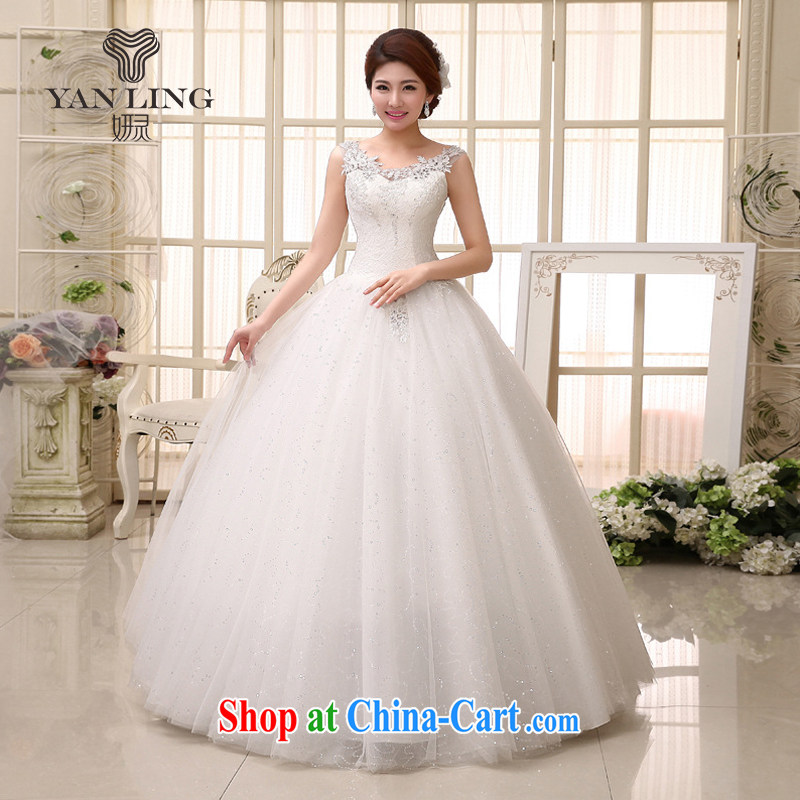 2015 new bridal wedding dresses fine lace Openwork package shoulder luxury wedding dresses HS 529 white M