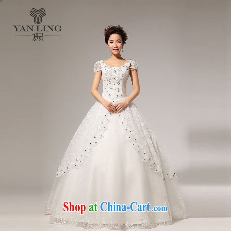 2015 new fashion Princess bubble cuff shaggy bridal parquet drill wedding dresses HS 117 white M