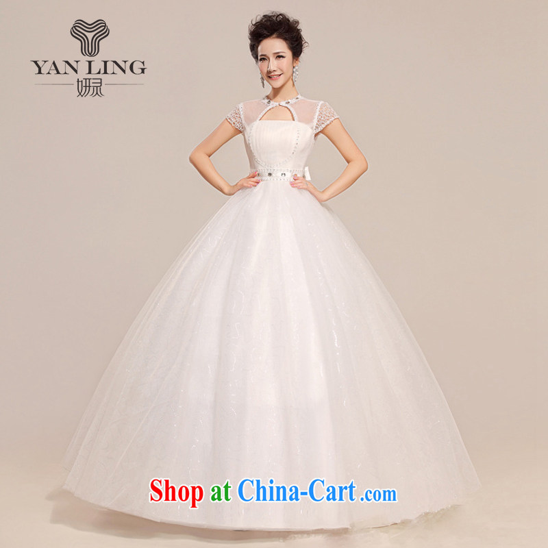 2015 new spring and summer wedding dresses short-sleeved grid package shoulder shaggy with a shoulder wedding HS 312 white XXL, her spirit, and shopping on the Internet