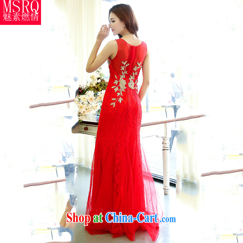 Quality of fuel, spring 2015 new, lace embroidery V for long dresses bridal upscale dress red XL, director of fuel (meisuranqing), shopping on the Internet