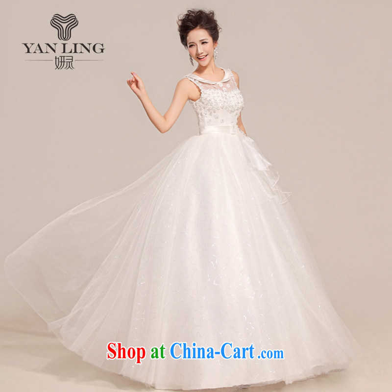 2015 new stylish wedding dresses Korean version with bride thin large code retro lace shoulders HS 391 white XXL
