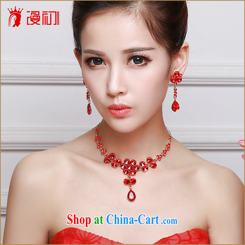 Early definition 2015 new Chinese bridal necklace earrings set marriage jewelry red marriage mandatory supplies red quality assurance, diffuse, and, shopping on the Internet