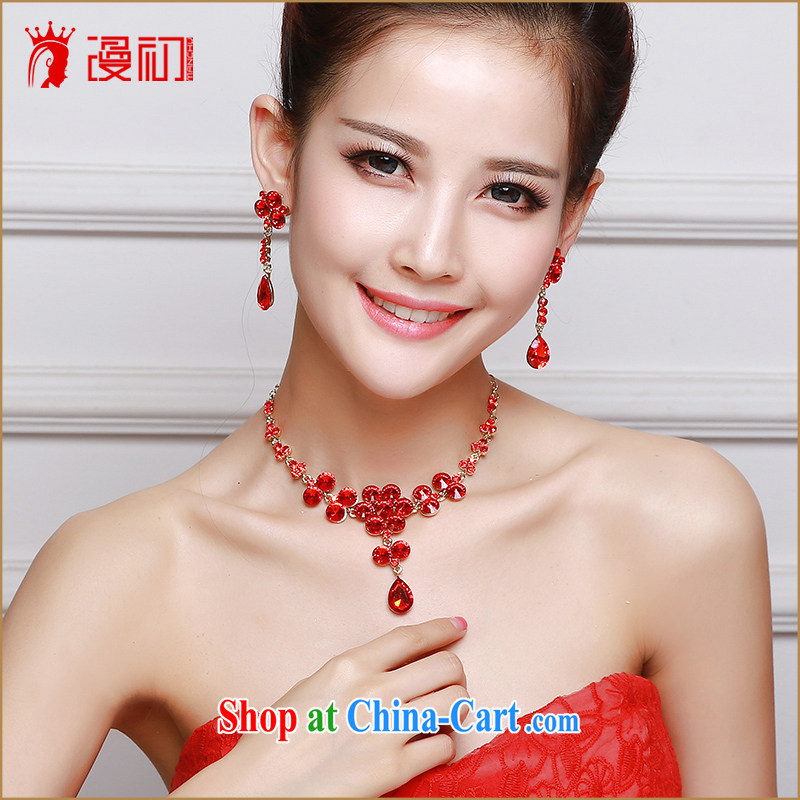 Early definition 2015 new Chinese bridal necklace earrings set marriage jewelry red marriage mandatory supplies red quality assurance, diffuse, and, shopping on the Internet