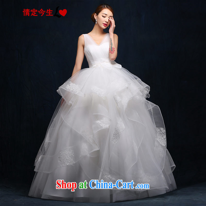 Love Life 2015 new larger Korean version field shoulder Princess wedding bridal shaggy skirts Sin tie graphics thin pregnant women wedding dress bow tie, XXL