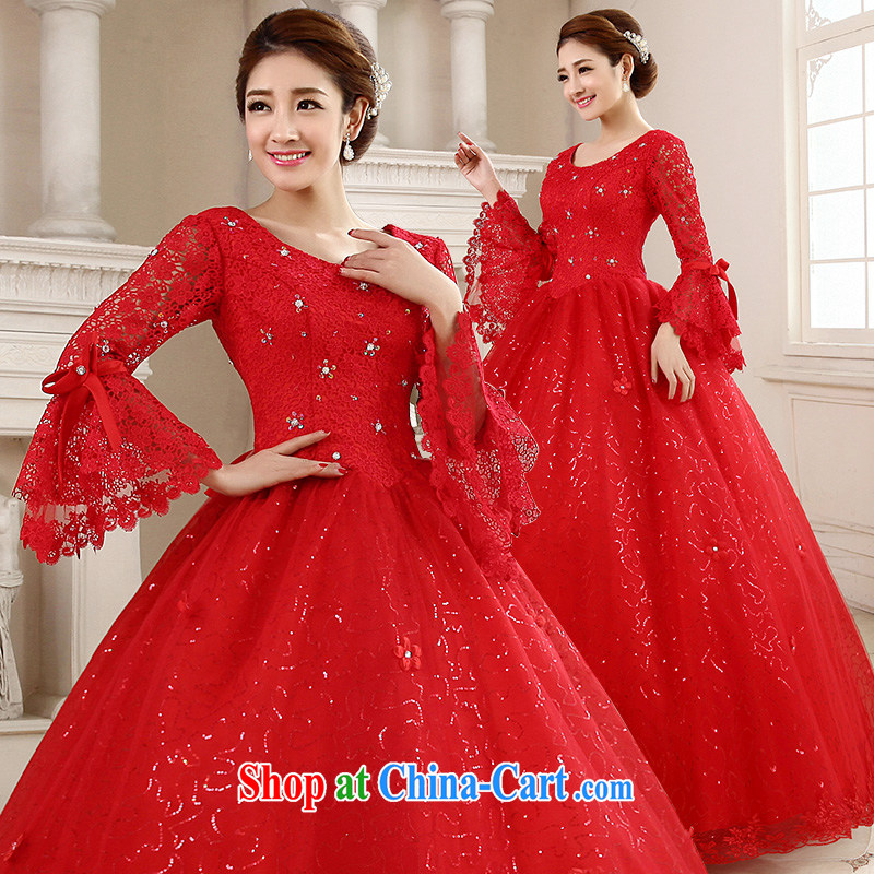Marriage true love wedding dresses 2015 new Korean-style marriages red long-sleeved alignment to bind with the Code graphics thin winter female white XXL, married love, shopping on the Internet