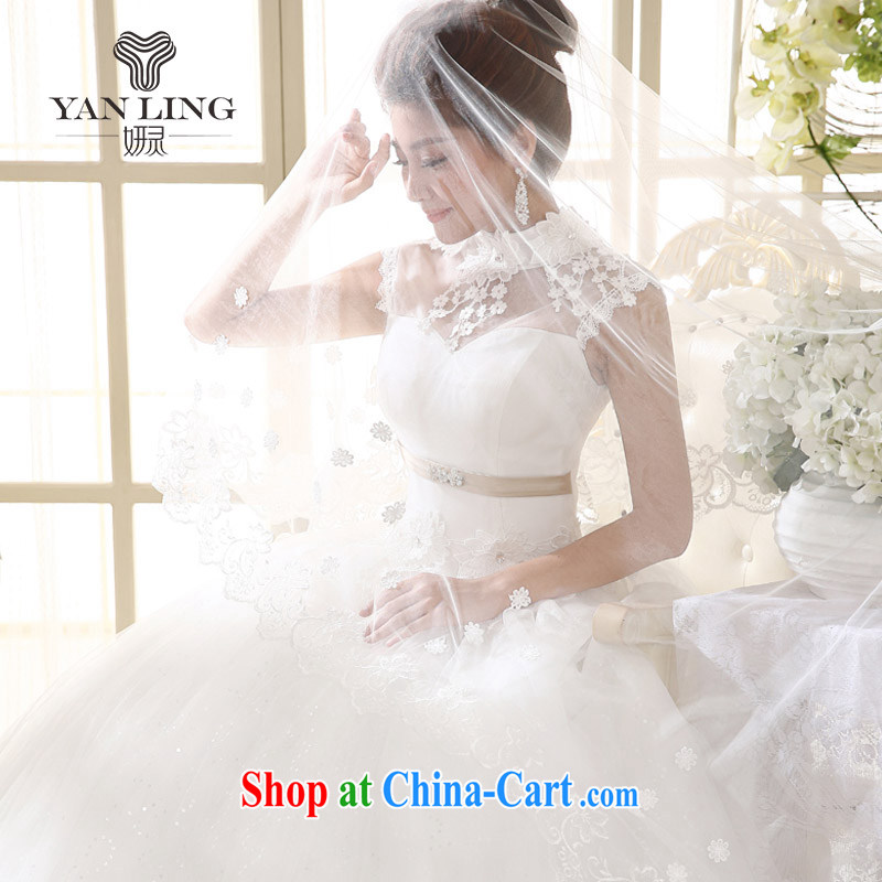 2015 Korean Princess white lace retro with summer tie-up for wedding HS 537 white XL, her spirit, and, on-line shopping
