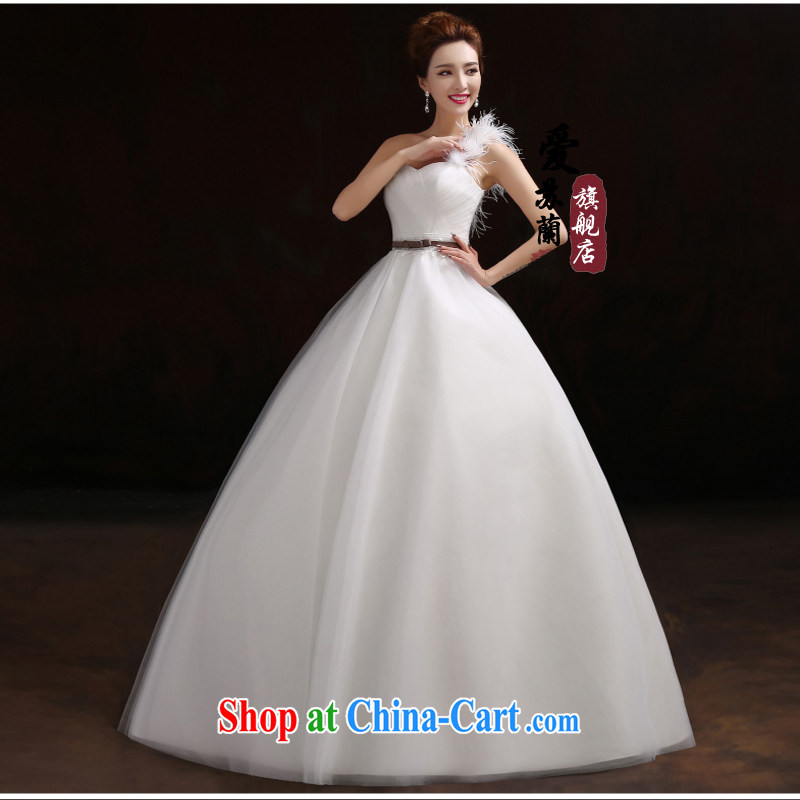 Bridal wedding dresses 2015 new Korean version is the shoulder to align graphics thin photography simple winter wedding white S