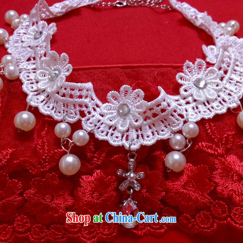 (Quakers), bride's handmade lace wedding jewelry necklace Korean-style wedding accessories and ornaments pearls and ornaments of jewelry necklace white, friends (LANYI), online shopping