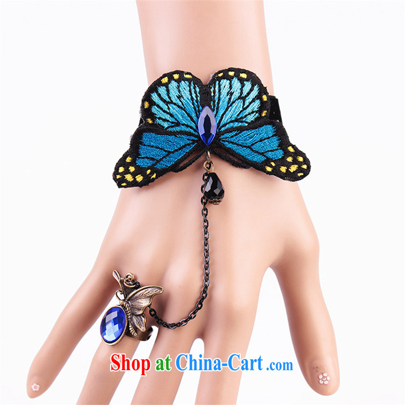Han Park (cchappiness) retro lace female ornaments Kit butterfly hand chain boutique crystal bracelet blue, in the Han and Park (cchappiness), shopping on the Internet