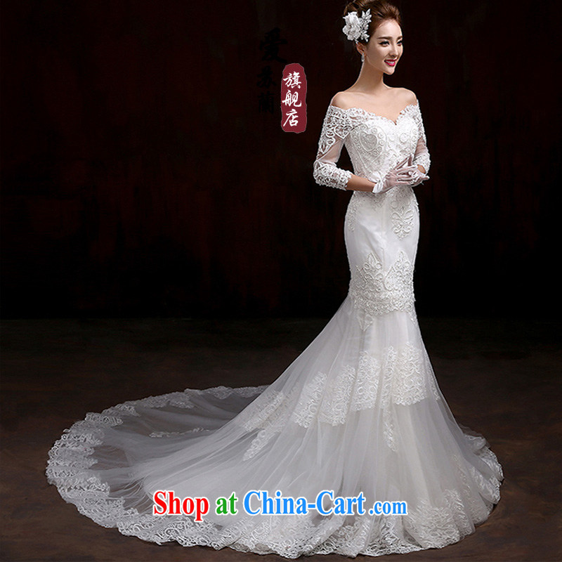 2015 new long-sleeved wedding dresses winter tail a Field shoulder Korean version the code lace custom bridal wedding dresses white XXL so Balaam, and shopping on the Internet