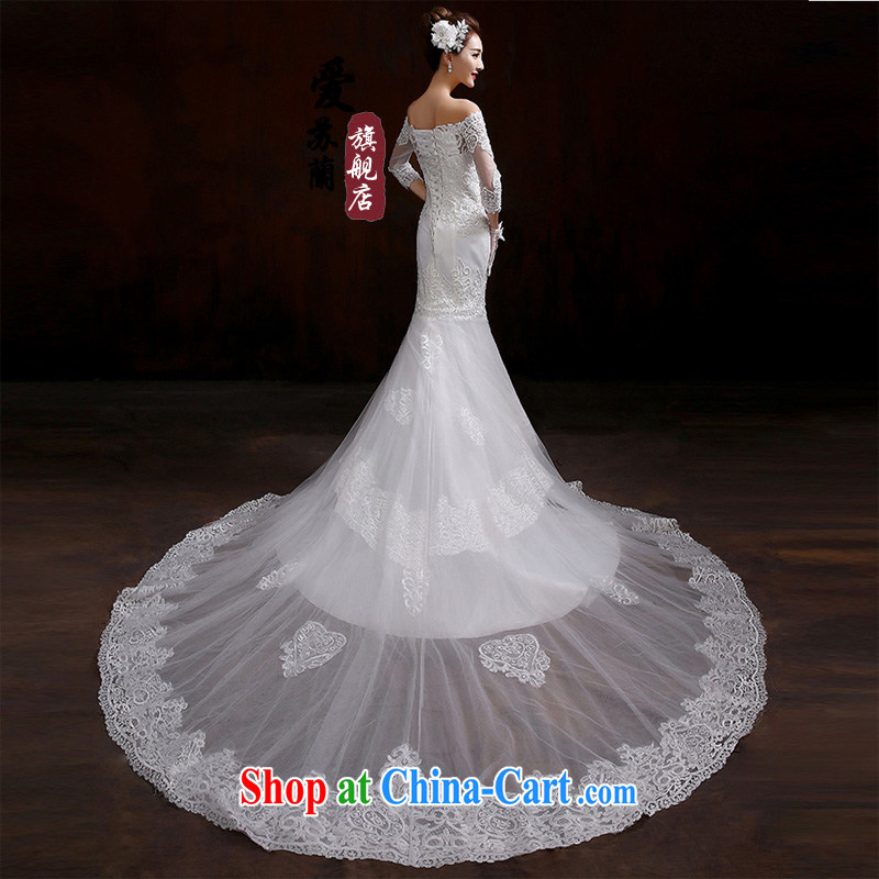 2015 new long-sleeved wedding dresses winter tail a Field shoulder Korean version the code lace custom bridal wedding dresses white XXL so Balaam, and shopping on the Internet
