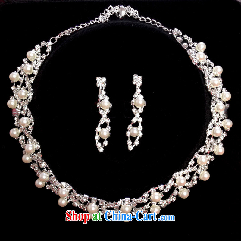 (Quakers, bride wedding dresses accessories Korean version of Crown and ornaments necklace earrings 3 piece jewelry bridal wedding jewelry 3 piece set, and friends (LANYI), online shopping