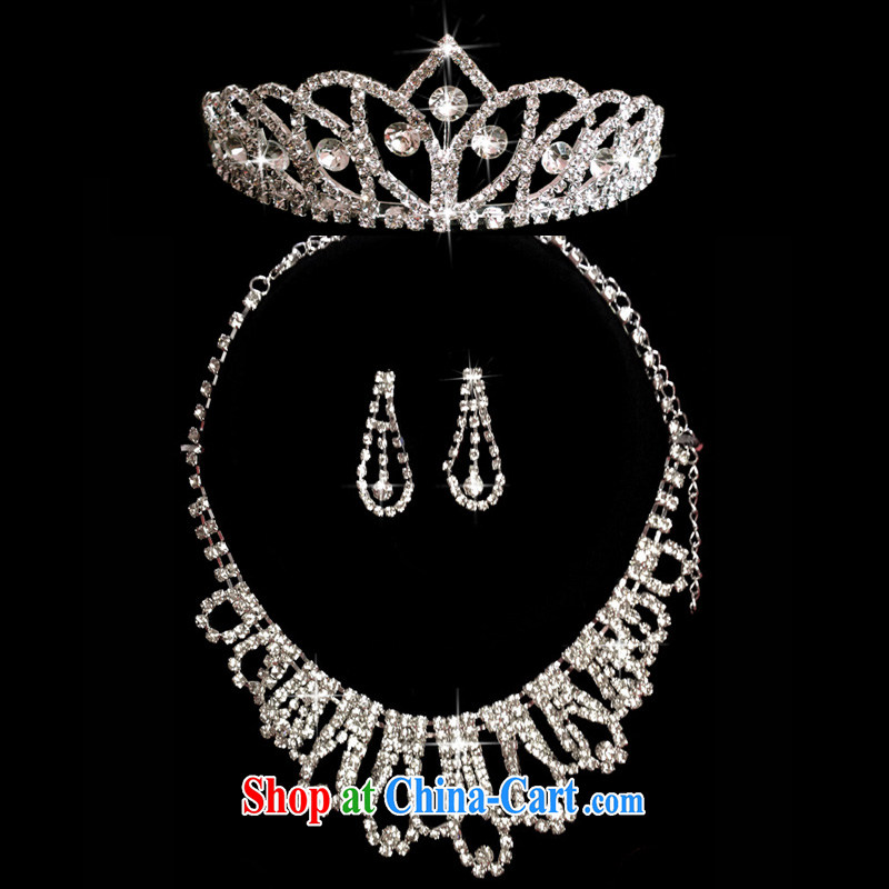 (Quakers, bride wedding dresses accessories bridal headdress Crown necklace earrings 3-Piece Korean water drilling bridal jewelry 3 piece set, and friends (LANYI), online shopping