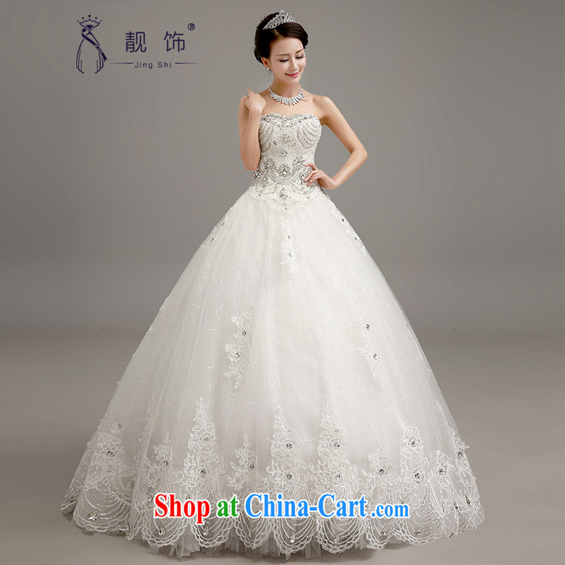 Beautiful ornaments 2015 new wedding dresses Korean wiped chest lace wedding exclusive parquet drill video thin with shaggy dress wedding white luxury flash drill S