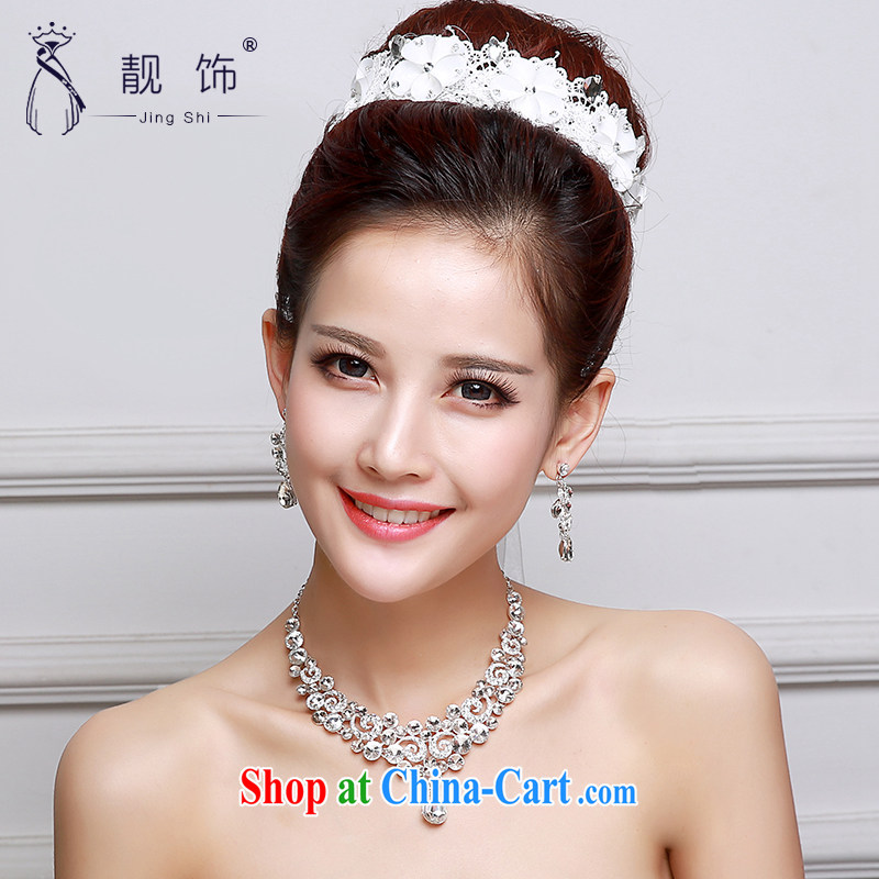 Beautiful ornaments 2015 new bridal Crown necklace earrings jewelry 3-Piece wedding dresses accessories accessories white factory direct, beautiful ornaments JinGSHi), shopping on the Internet