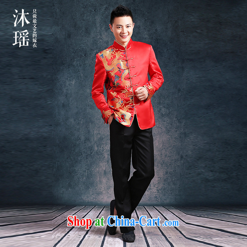 Mu Yao Chinese style wedding summer 2015 men's wedding dress Brocade texture Chinese men fall and winter new costumed man Soo wo service 6412 toast one-sided Dragon M brassieres 110 CM, Mu Yao, shopping on the Internet