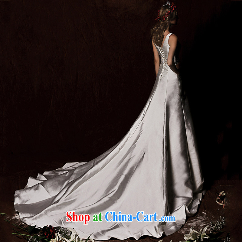 On the wedding dresses new 2015 Spring and Winter Ling spins Deep V high waist Satin long-tail wedding white tailored to HIV, and shopping on the Internet