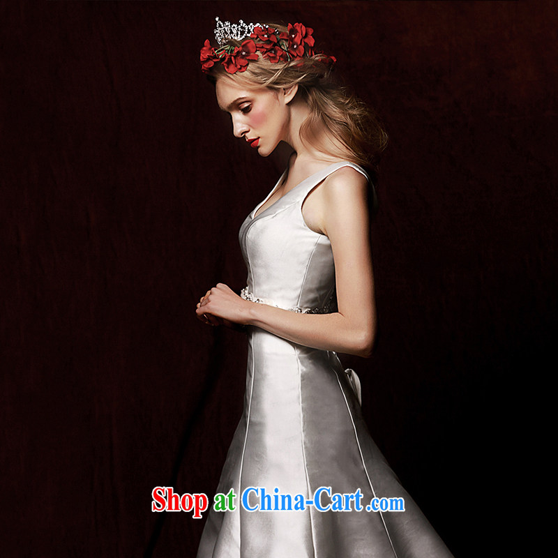 On the wedding dresses new 2015 Spring and Winter Ling spins Deep V high waist Satin long-tail wedding white tailored to HIV, and shopping on the Internet