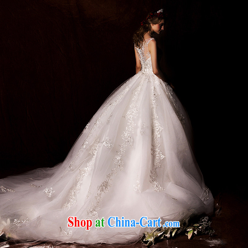 On the wedding dresses new 2015 Spring and Winter ideas cloud shoulders high waist shaggy dress lace long-tail wedding white M, AIDS, and, on-line shopping