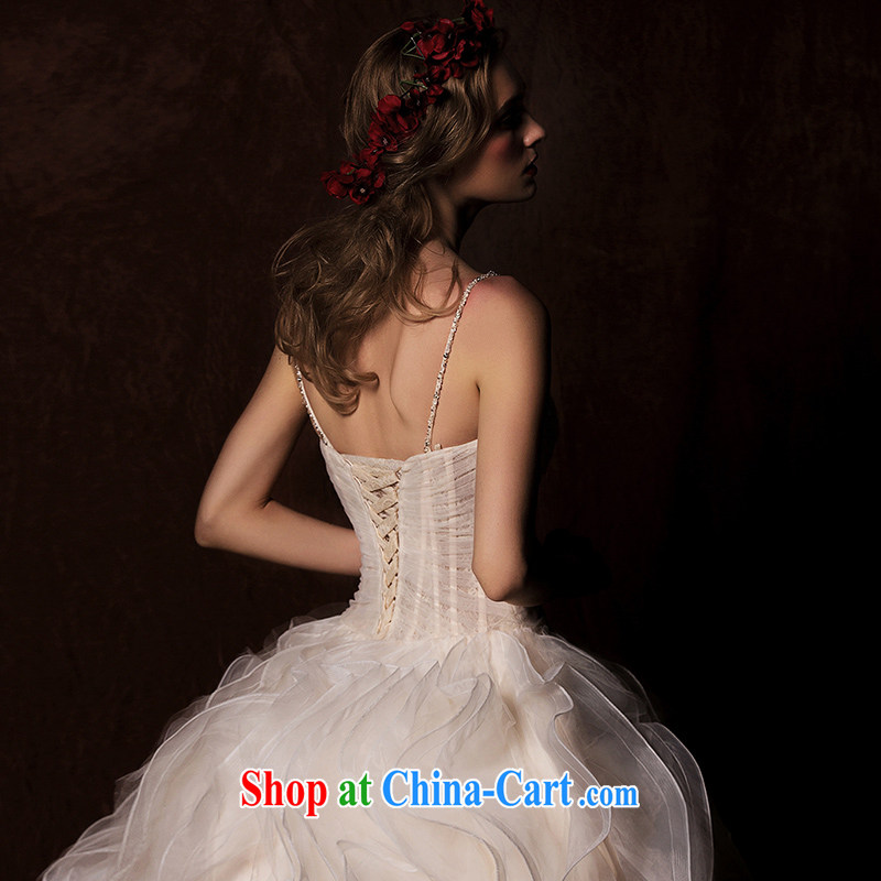 On the wedding dresses new 2015 Spring and Winter roses straps Deep V shaggy dress long-tail wedding champagne color tailored to HIV, and shopping on the Internet
