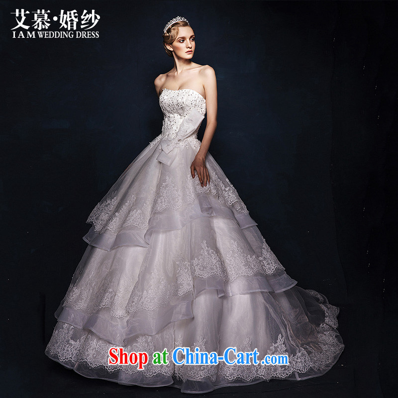 On the wedding dresses new 2015 spring and winter-hee, Jacob wiped his chest high waist shaggy dress tail wedding white L