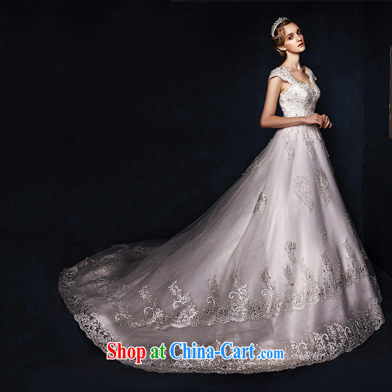 On the wedding dresses new 2015 spring and winter if Xin shoulders back exposed lace long-tail wedding white L, AIDS, and shopping on the Internet