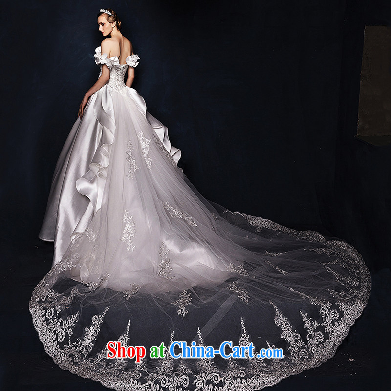 On the wedding dresses new 2015 Spring and Winter according to erase any chest a Field shoulder lace long-tail wedding white L, AIDS, and shopping on the Internet