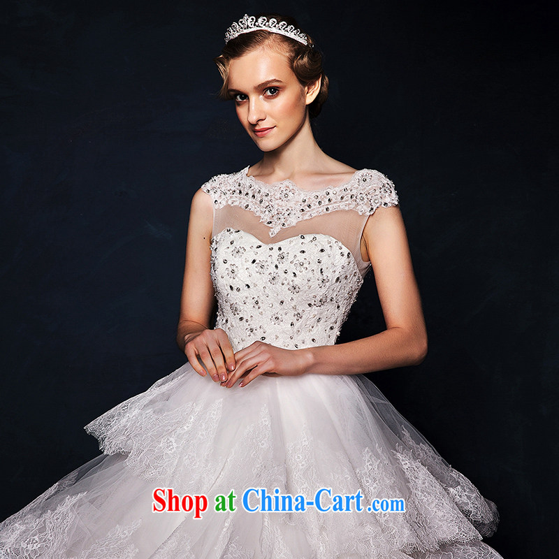 On the wedding dresses new 2015 Spring and Winter, detailed lace high waist shaggy dress tail wedding white L, AIDS, and shopping on the Internet