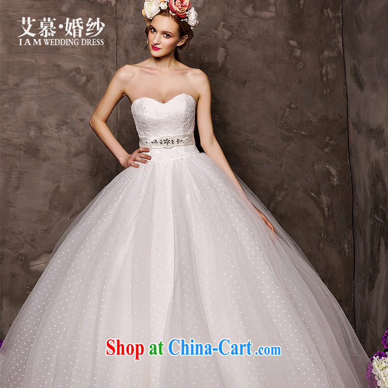 On the wedding dresses new 2015 Spring and Winter cloud leaves smears chest high waist with shaggy dress wedding white L