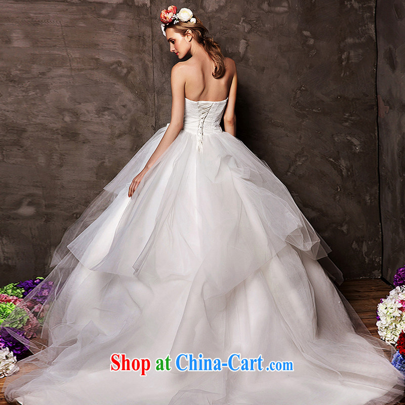 On the wedding dresses new 2015 Spring and Winter Kam Yiu wiped his chest Korean bow-tie with shaggy dress white L, AIDS, and shopping on the Internet