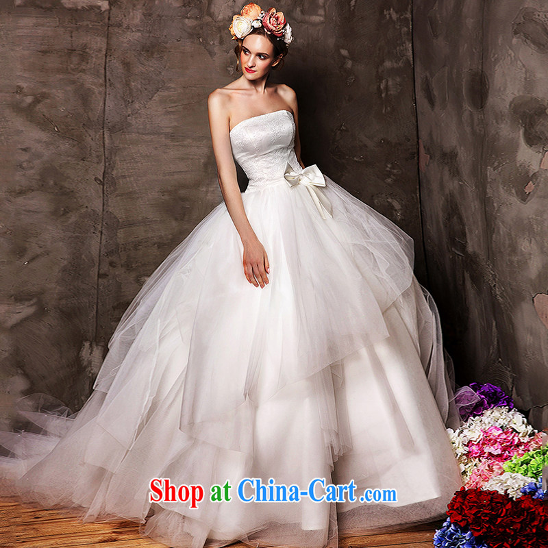 On the wedding dresses new 2015 Spring and Winter Kam Yiu wiped his chest Korean bow-tie with shaggy dress white L, AIDS, and shopping on the Internet